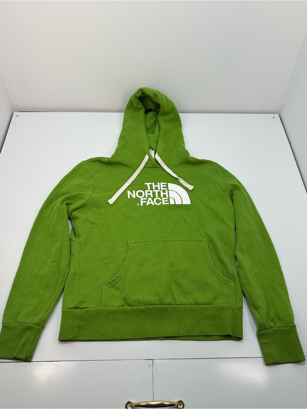 The North Face Women's Logo Fleece Pullover Hoodie Pockets Green S C076
